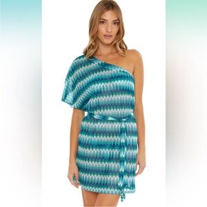 Trina Turk Moonray Beach Dress Bathing Suit Cover Up Vibrant Off One Shoulder S